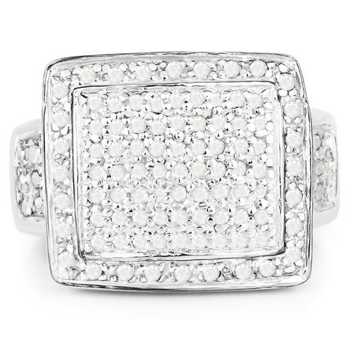 Anillo de plata de ley .925 con diamante blanco genuino de 0,61 quilates