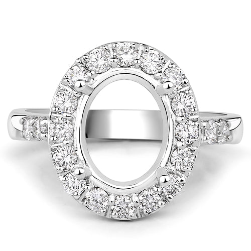 Anillo de semi-montura de oro blanco de 14 quilates con diamante blanco genuino de 0,60 quilates - soporta una gema ovalada de 10x8mm