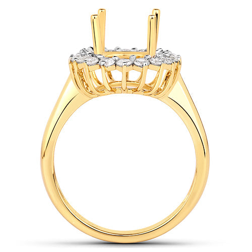 Anillo semimontado de oro amarillo de 14 quilates con diamante blanco auténtico de 0,54 quilates - para gema ovalada de 11x9 mm