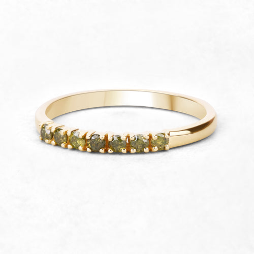 Anillo de oro amarillo de 14 quilates con diamante amarillo oscuro auténtico de 0,22 quilates (I1-I2)