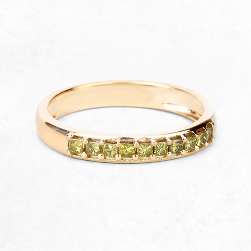 Anillo de oro amarillo de 14 quilates con diamante amarillo auténtico de 0,27 quilates (SI1-SI2)