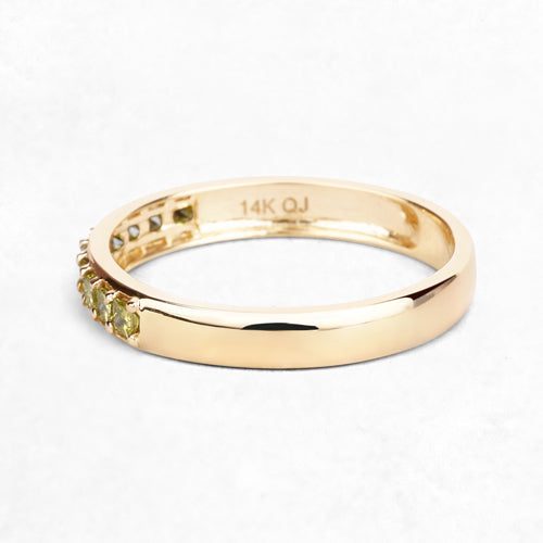 Anillo de oro amarillo de 14 quilates con diamante amarillo auténtico de 0,27 quilates (SI1-SI2)