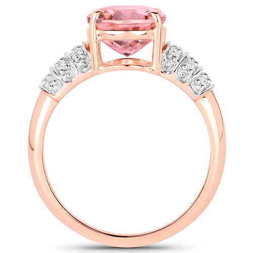 3.11 Carat Genuine Pink Tourmaline and White Diamond 14K Rose Gold Ring - image 6 of 15
