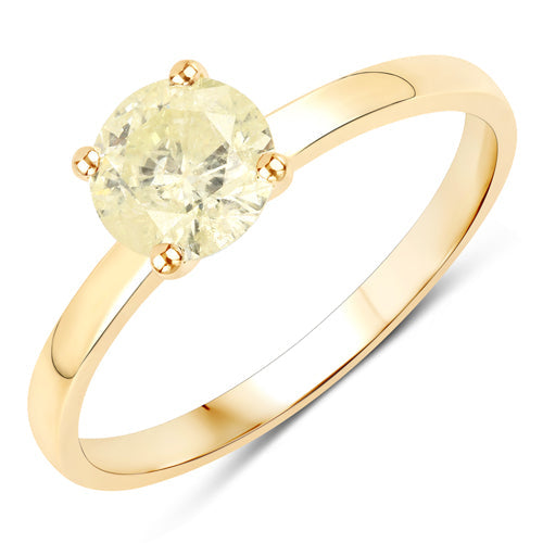 Anillo de oro amarillo de 14K con diamante genuino TLC de 0,85 quilates