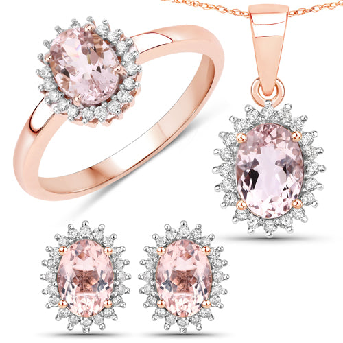 Anillo de Oro Rosa de 14K con Morganita Genuina de 0,81 Quilates y Diamantes Blancos - imagen 15 de 15