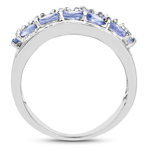 Anillo de plata de ley .925 con tanzanita genuina de 2.76 quilates y topacio blanco