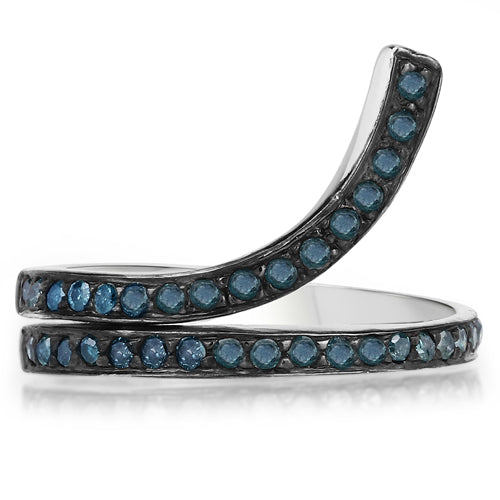 Anillo de plata de ley .925 con diamante azul genuino de 0,46 quilates