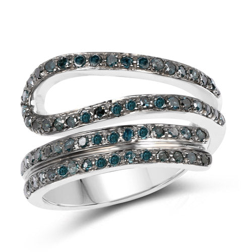 Anillo de plata de ley .925 con diamante azul genuino de 0,83 quilates