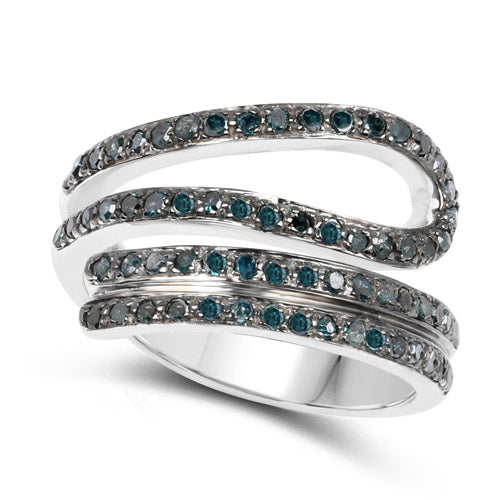 Anillo de plata de ley .925 con diamante azul genuino de 0,83 quilates