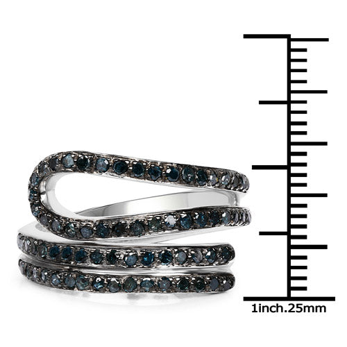 Anillo de plata de ley .925 con diamante azul genuino de 0,83 quilates