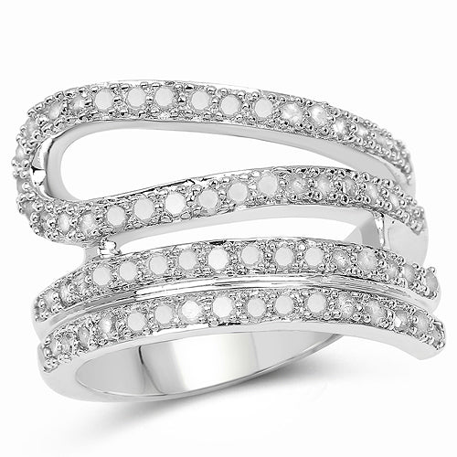 Anillo de plata de ley .925 con diamantes blancos auténticos de 0,83 quilates