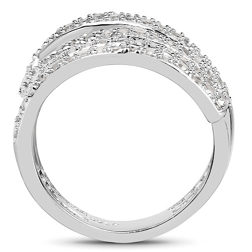 Anillo de plata de ley .925 con diamantes blancos auténticos de 0,83 quilates
