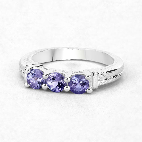 Anillo de plata de ley .925 con tanzanita auténtica de 1,11 quilates