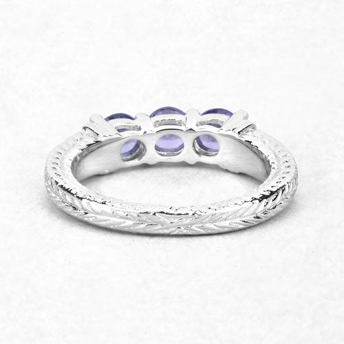 Anillo de plata de ley .925 con tanzanita auténtica de 1,11 quilates