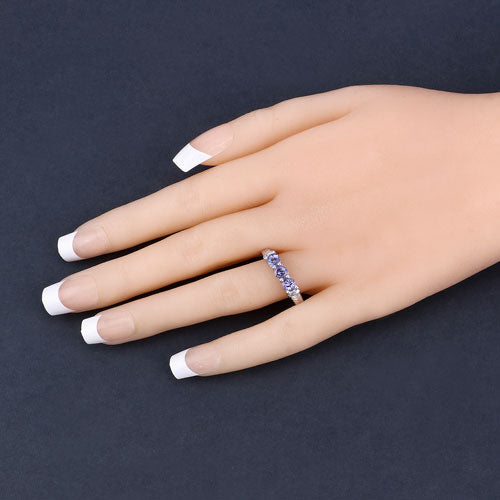Anillo de plata de ley .925 con tanzanita auténtica de 1,11 quilates