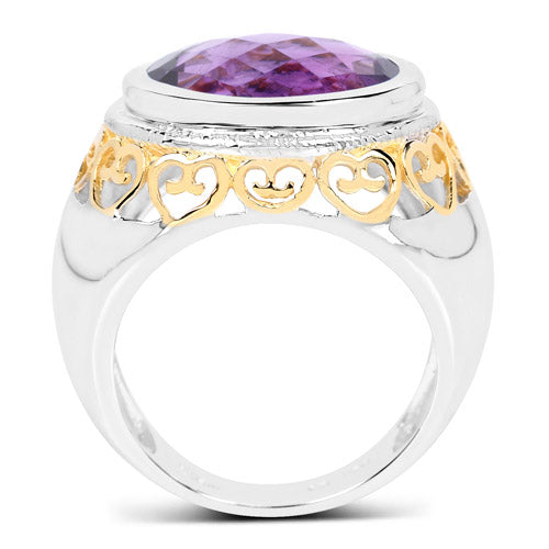 Anillo de Plata de Ley .925 con Amatista Genuina de 6.92 Quilates