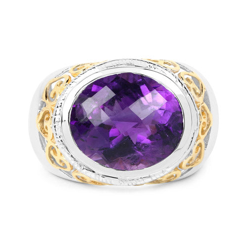 Anillo de Plata de Ley .925 con Amatista Genuina de 6.92 Quilates