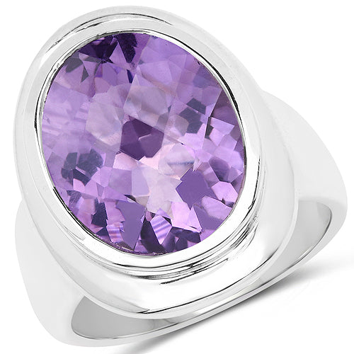 Anillo de plata de ley .925 con amatista genuina de 9.01 quilates