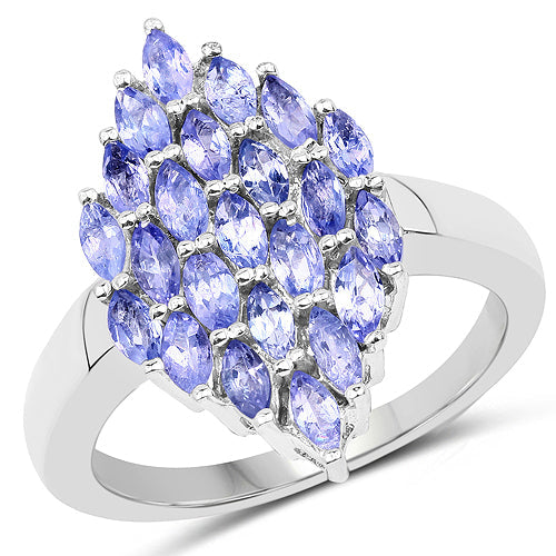 Anillo de plata de ley .925 con tanzanita genuina de 1,84 quilates