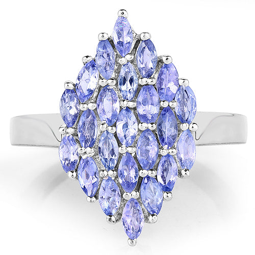 Anillo de plata de ley .925 con tanzanita genuina de 1,84 quilates