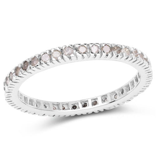 Anillo de Plata Fina .925 con Diamante Champaña Genuino de 0.57 Quilates