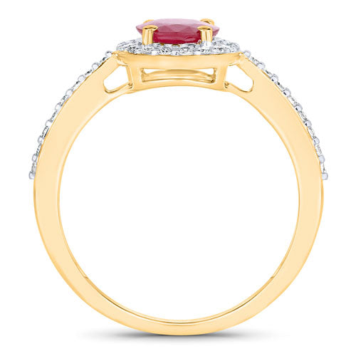 Anillo de oro amarillo de 14K con rubí genuino de 1.73 quilates y diamantes blancos