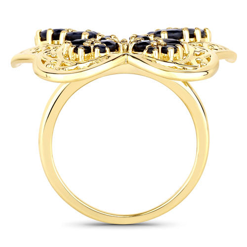 Anillo de plata de ley .925 con zafiro azul genuino de 2.86 quilates