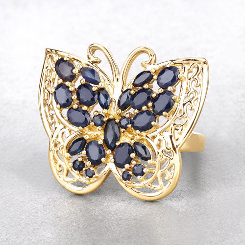Anillo de plata de ley .925 con zafiro azul genuino de 2.86 quilates