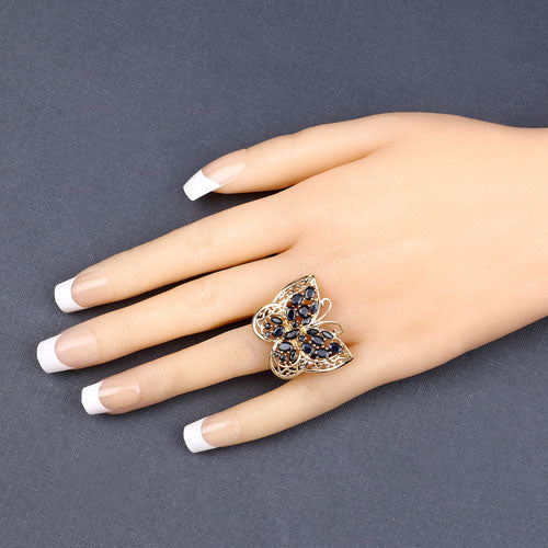 Anillo de plata de ley .925 con zafiro azul genuino de 2.86 quilates