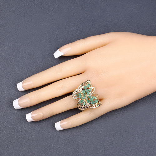Anillo de Plata de Ley .925 con Esmeralda Genuina de 2.09 Quilates