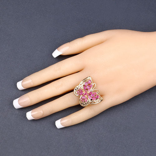 Anillo de plata de ley .925 con rubí auténtico de 3.08 quilates