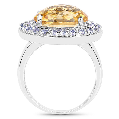 Anillo de plata esterlina .925 con citrino y tanzanita genuinos de 5.78 quilates