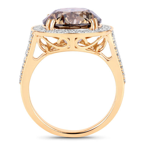 Anillo de oro amarillo de 18K con diamante marrón genuino certificado por IGI de 7.07 quilates y diamantes blancos de 0.64 quilates (7.71 quilates en total)