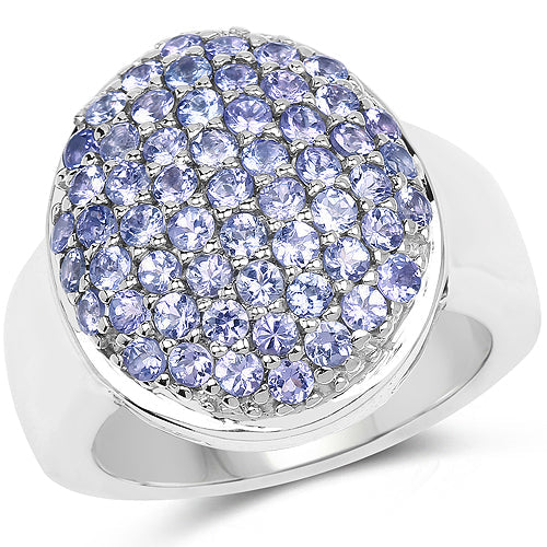 Anillo de plata de ley .925 con tanzanita genuina de 2,00 quilates