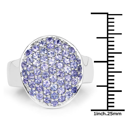 Anillo de plata de ley .925 con tanzanita genuina de 2,00 quilates