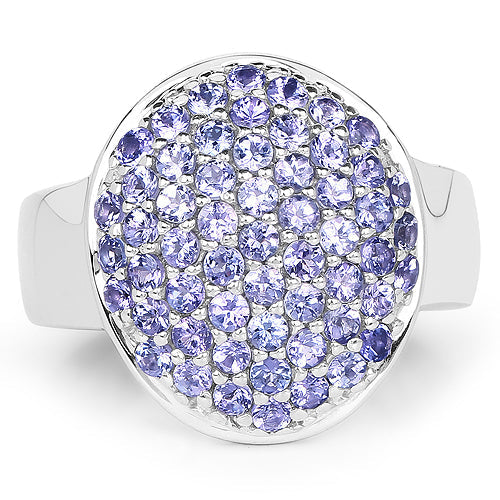 Anillo de plata de ley .925 con tanzanita genuina de 2,00 quilates