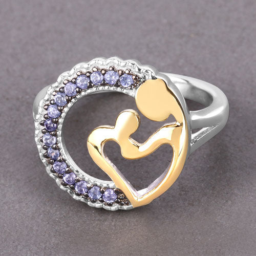 Anillo de plata de ley .925 con tanzanita genuina de 0.28 quilates