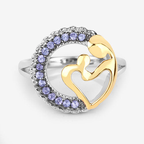 Anillo de plata de ley .925 con tanzanita genuina de 0.28 quilates