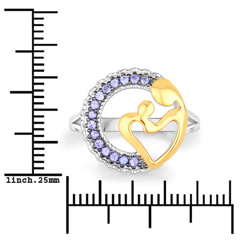 Anillo de plata de ley .925 con tanzanita genuina de 0.28 quilates