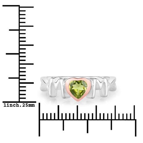 Anillo de plata de ley .925 con peridoto genuino de 0.44 quilates