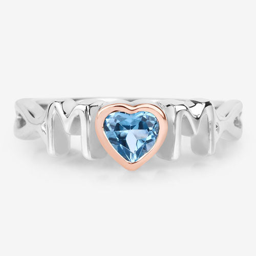 Anillo de plata de ley .925 con topacio azul suizo auténtico de 0,52 quilates