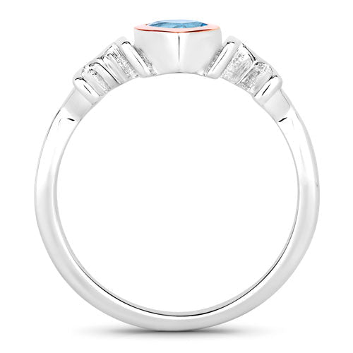 Anillo de plata de ley .925 con topacio azul suizo auténtico de 0,52 quilates
