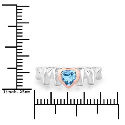 Anillo de plata de ley .925 con topacio azul suizo auténtico de 0,52 quilates
