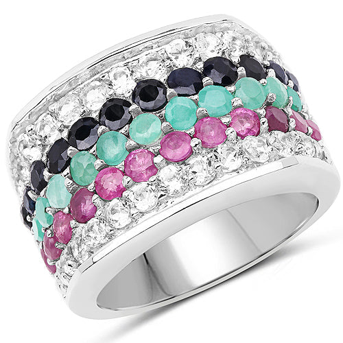 Кольцо из серебра 925 пробы с натуральными камнями, 4.28 карата