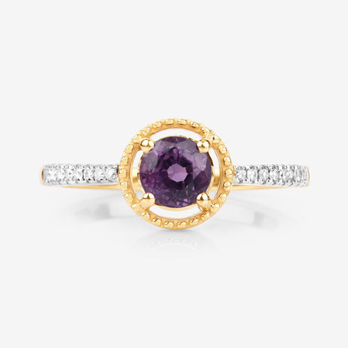 Anillo de oro amarillo de 14K con rubí genuino de 0,92 quilates y diamantes blancos