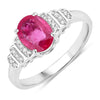 Anillo de oro blanco de 14K con rubí genuino de 1.52 quilates y diamantes blancos