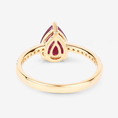 Anillo de oro amarillo de 14 quilates con rubí auténtico de 1,68 quilates y diamantes blancos