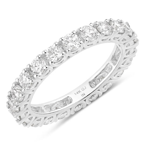 Anillo de oro blanco de 14K con diamante de laboratorio de 2,00 quilates