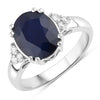 4.50 Carat Genuine Blue Sapphire and White Diamond 14K White Gold Ring