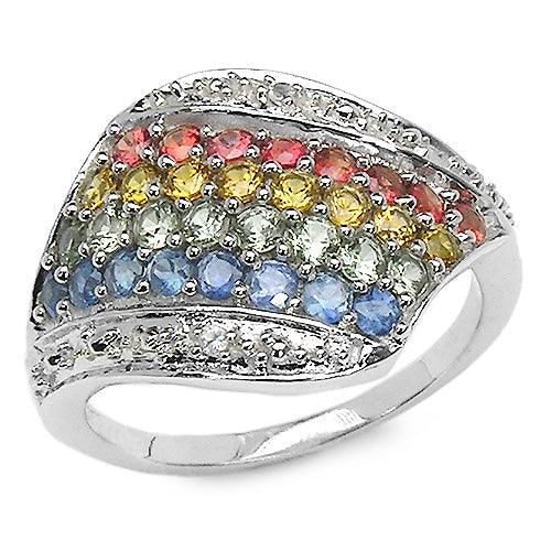 Anillo de plata esterlina .925 genuino de múltiples piedras de 1.97 quilates